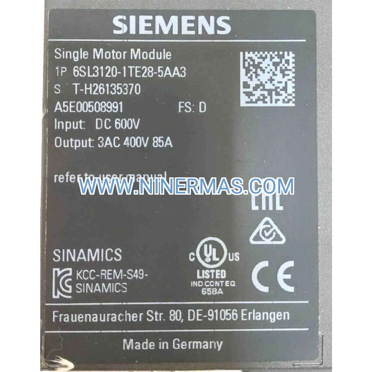Siemens SINAMICS S120 Single Motor Module 6SL3120-1TE26-0AC0 | 26A Industrial Drive System