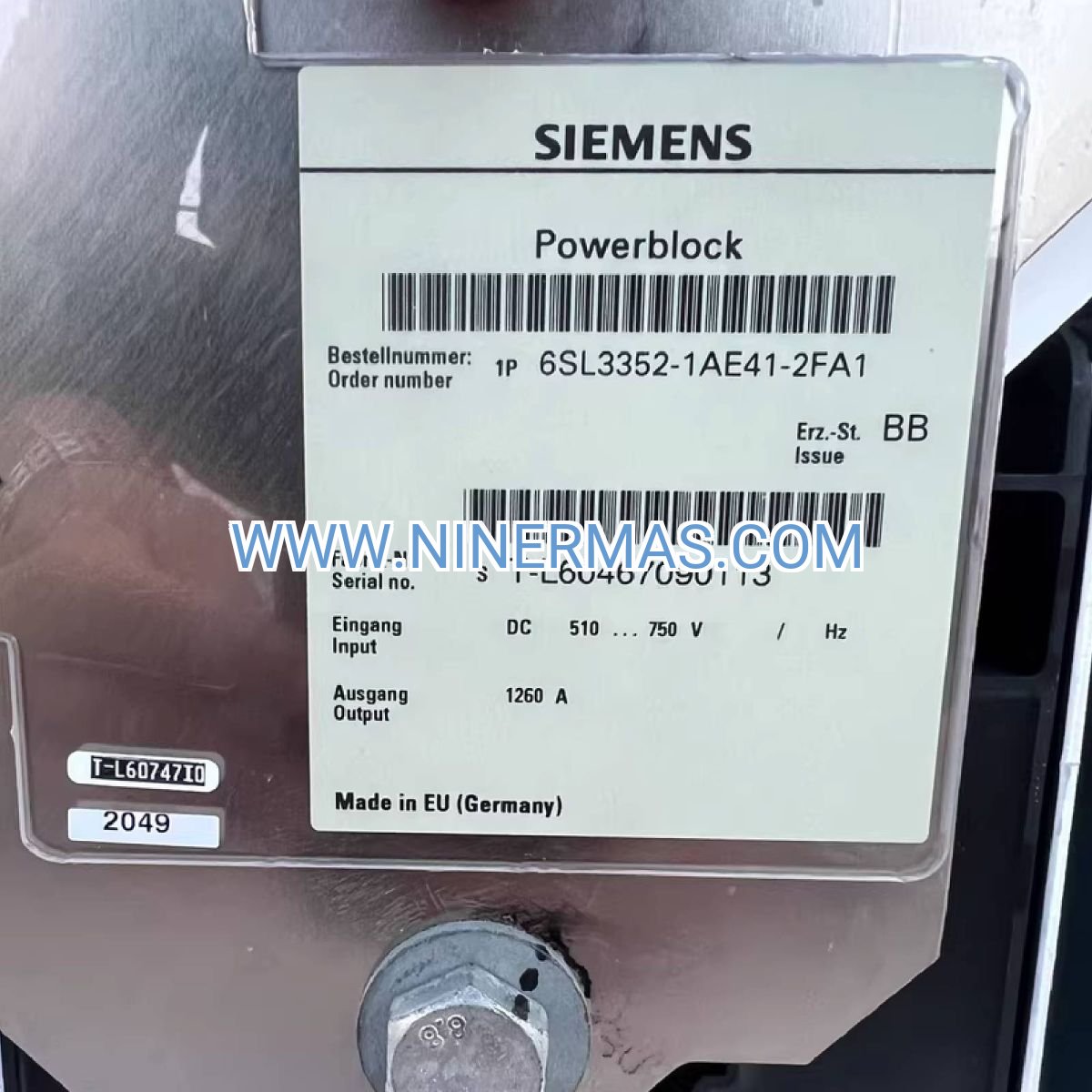Siemens SINAMICS S120 Cabinet Module 6SL3352-1AE38-4CA1 | 38kW VFD Drive System