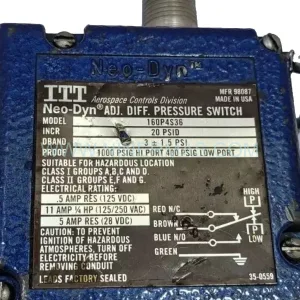 ITT Neo-Dyn 160P4S36 Differential Pressure Switch | Original & New Spare Parts