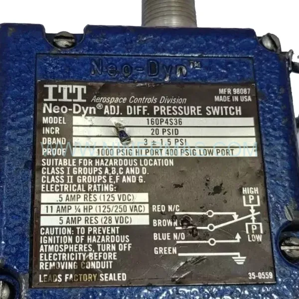 ITT Neo-Dyn 160P4S36 Differential Pressure Switch | Original & New Spare Parts