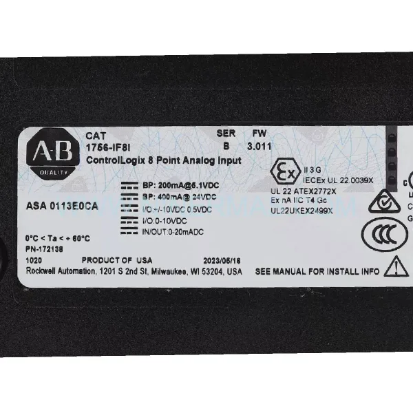 Allen-Bradley 1756-IF8I/A Isolated Analog Input Module | ControlLogix