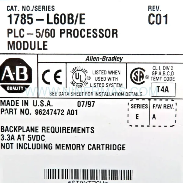Buy Allen-Bradley 1785-L60B/E PLC-5/60 Processor | New Original