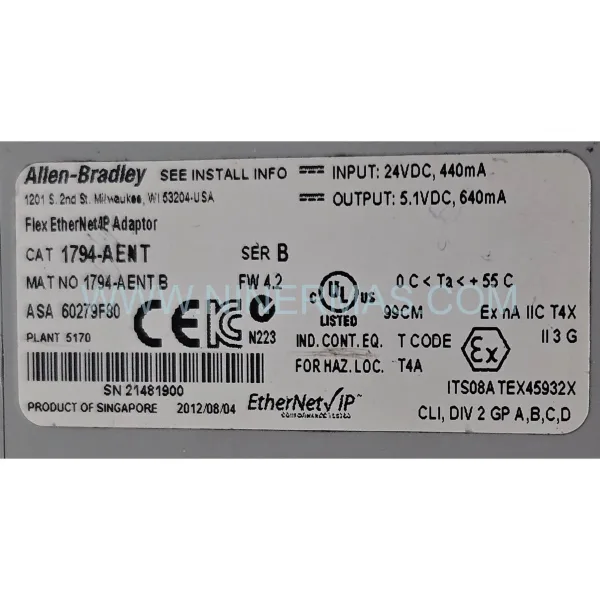 Allen-Bradley 1794-AENT/B EtherNet/IP Adapter | FLEX I/O Lifecycle