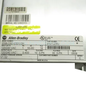 2098-DSD-020X-DN | Allen-Bradley Ultra3000 Servo Drive | Original Spare Parts