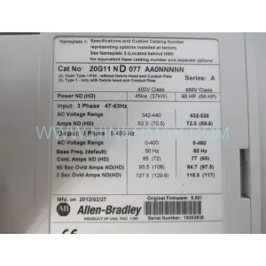 Allen-Bradley PowerFlex 755 20G11ND077AA0NNNNN AC Drive — New & Original