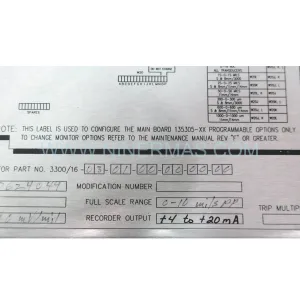 Original Bently Nevada 3300/16-03-01-00-00-00-00 Spare Part Component