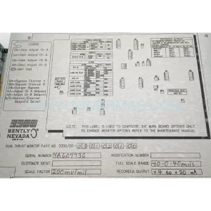 Original Bently Nevada 3300/20-12-01-01-00-00 Spare Part Component