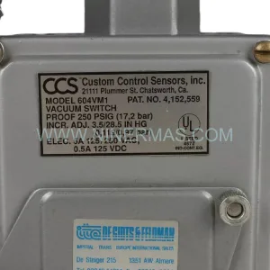 CCS 604VM1 Vacuum Pressure Switch | Retrofit & Legacy Upgrade
