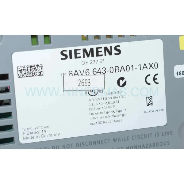 Siemens 6AV6643-0BA01-1AX0 SIMATIC OP 277 6-Inch Operator Panel New Original Ready to ship