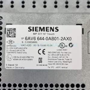 Siemens 6AV6644-0AB01-2AX0 SIMATIC MP 377 15" Touch Multi Panel New Original Ready to ship