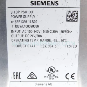 Siemens 6EP1336-1LB00 SITOP PSU100L 24V 20A Stabilized Power Supply New Original Ready to ship