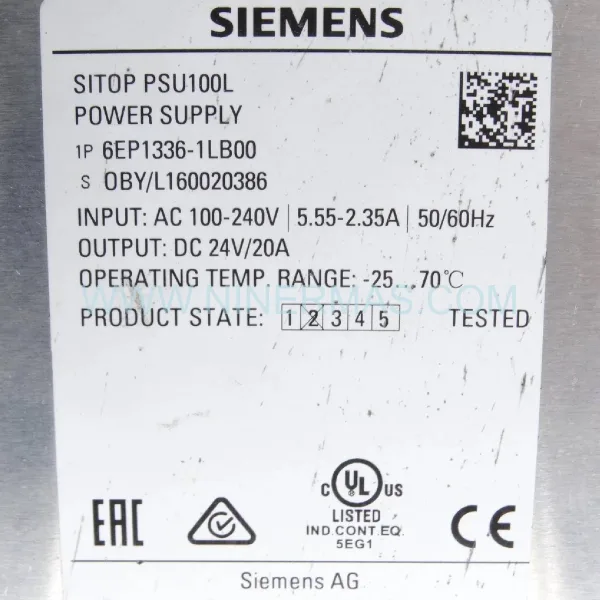 Siemens 6EP1336-1LB00 SITOP PSU100L 24V 20A Stabilized Power Supply New Original Ready to ship
