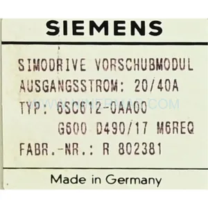 Siemens 6SC6112-0AA00 SIMODRIVE Power Supply Module — New & Original