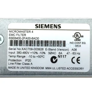 Siemens 6SE6400-2FA00-6AD0 | MICROMASTER EMC Filter Module