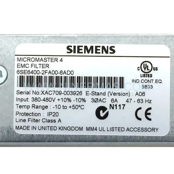 Siemens 6SE6400-2FA00-6AD0 | MICROMASTER EMC Filter Module