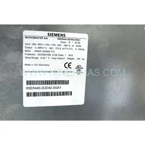 Siemens 6SE6440-2UD42-0GA1 | MICROMASTER 440 200kW VFD Drive