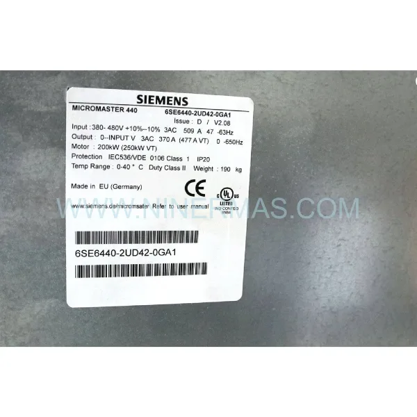 Siemens 6SE6440-2UD42-0GA1 | MICROMASTER 440 200kW VFD Drive
