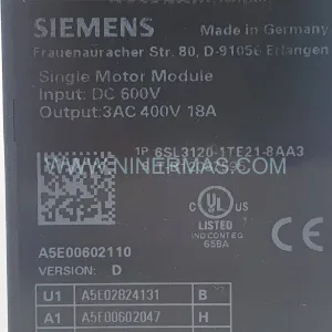 Siemens SINAMICS S120 6SL3120-1TE21-8AA3 Single Motor Module — New & Original