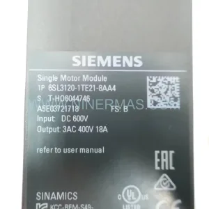 Siemens 6SL3120-1TE21-8AA4 SINAMICS S120 Motor Module | Original & New Spare Parts