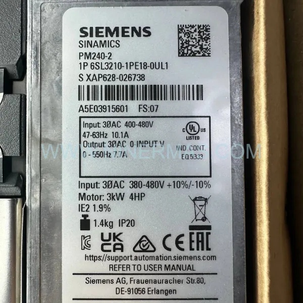 Siemens SINAMICS PM240-2 6SL3210-1PE18-0UL1 Inverter Drive — New & Original