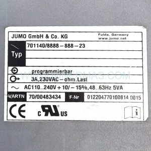 JUMO 701140/8888-888-23 Temperature Limiter Monitor | Original & New Spare Parts