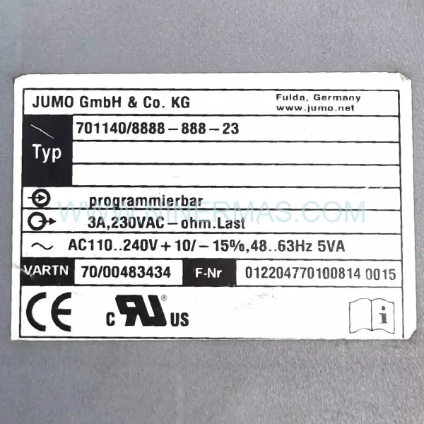 JUMO 701140/8888-888-23 Temperature Limiter Monitor | Original & New Spare Parts