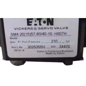 SM4-20(15)57-80/40-10-H607H Electro-Hydraulic Servo Valve | Emerson – Original Spare Parts