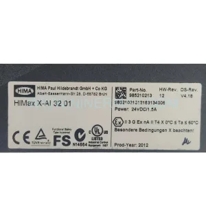HIMA X-AI 32 01A | Certified 32-Channel Analog Safety Input Module